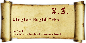 Wingler Boglárka névjegykártya